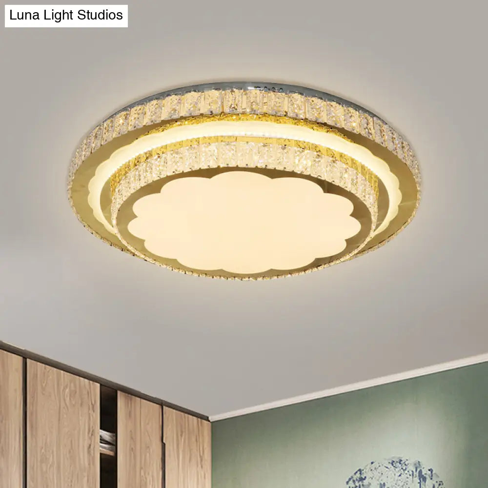 Modern Led Clear Crystal Ceiling Fixture Stainless Steel Flush Mount Lamp