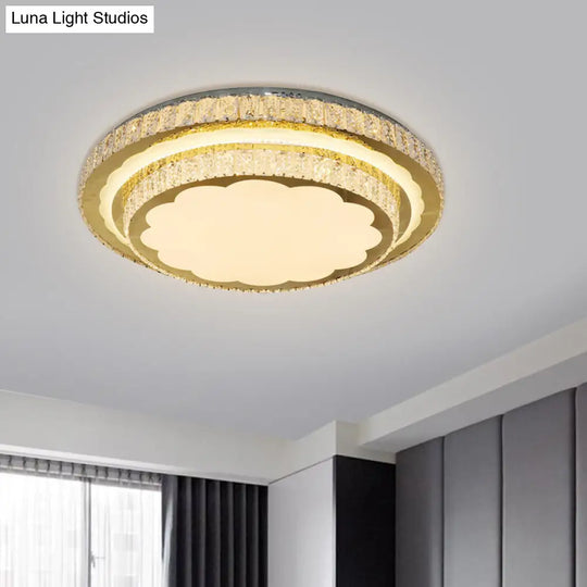 Modern Led Clear Crystal Ceiling Fixture Stainless Steel Flush Mount Lamp Stainless-Steel
