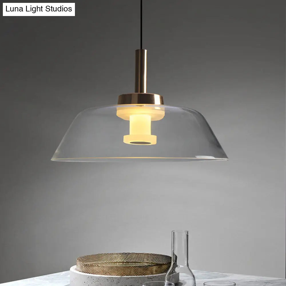 Modern Led Glass Pendant Light In Polished Chrome For Dining Room