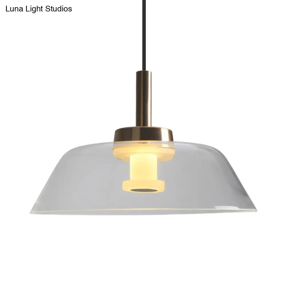 Modern Led Clear Glass Bowl Pendant Light In Polished Chrome - Ideal For Dining Room Ceiling