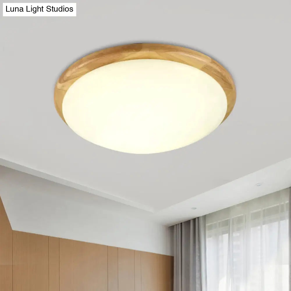 Modern Led Close To Ceiling Lamp White Dome Flush Mount Fixture With Acrylic Shade / Warm