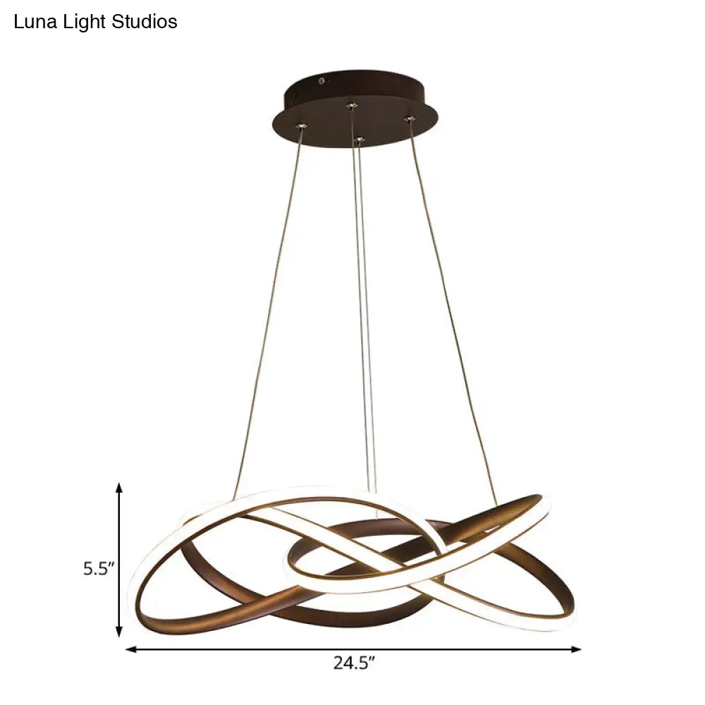 Modern Led Coffee Chandelier Lamp - White/Warm Light Seamless Curve Design