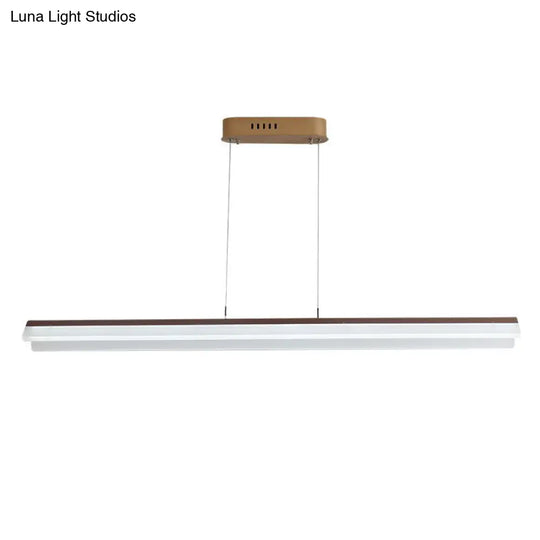 Modern Led Acrylic Coffee Linear Pendant Light Fixture For Dining Room