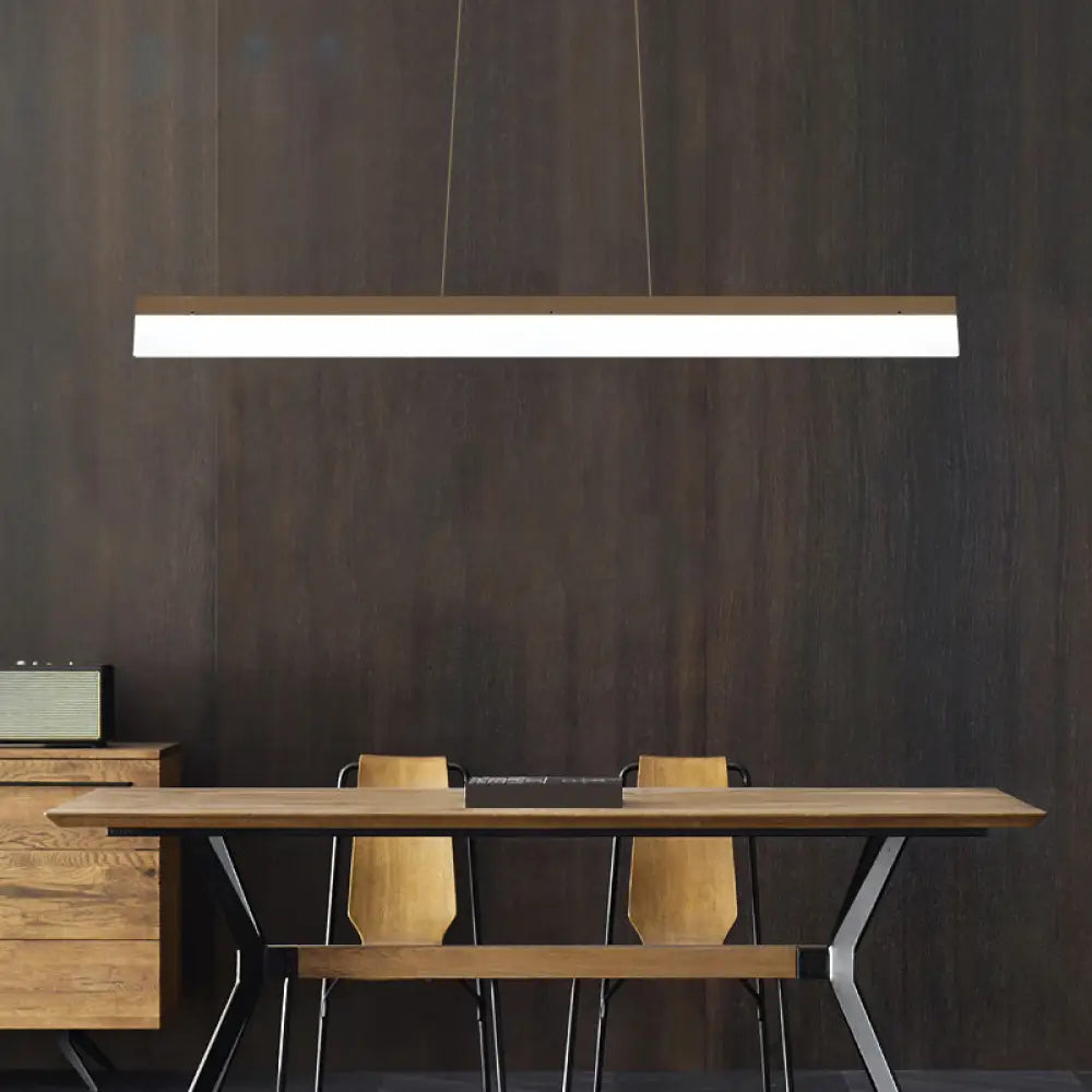 Modern Led Coffee Suspension Lamp For Restaurants - Acrylic Bar Shaped Island Light Fixture / White