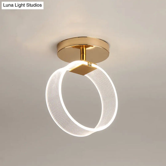 Modern Led Corridor Ceiling Lamp - Black/Gold Semi Flush Mount With Acrylic Shade