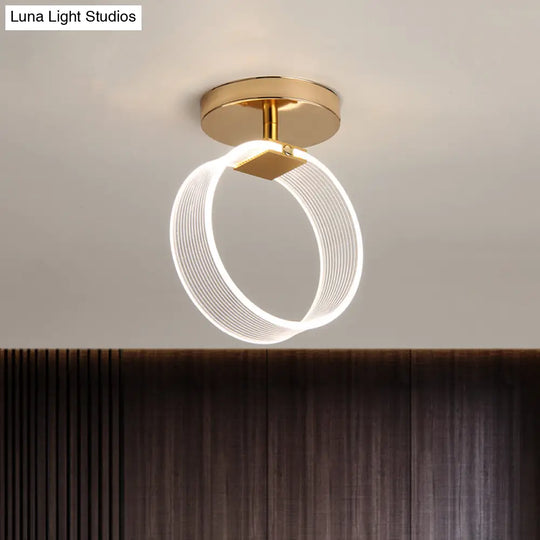 Modern Led Corridor Ceiling Lamp - Black/Gold Semi Flush Mount With Acrylic Shade