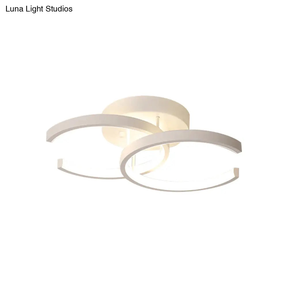 Modern Led Corridor Ceiling Light With Dual Metal Shades - Warm/White