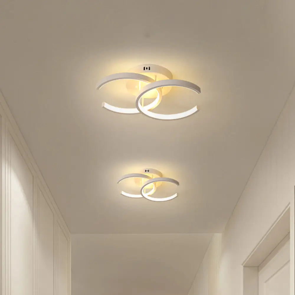 Modern Led Corridor Ceiling Light With Dual Metal Shades - Warm/White White / Warm