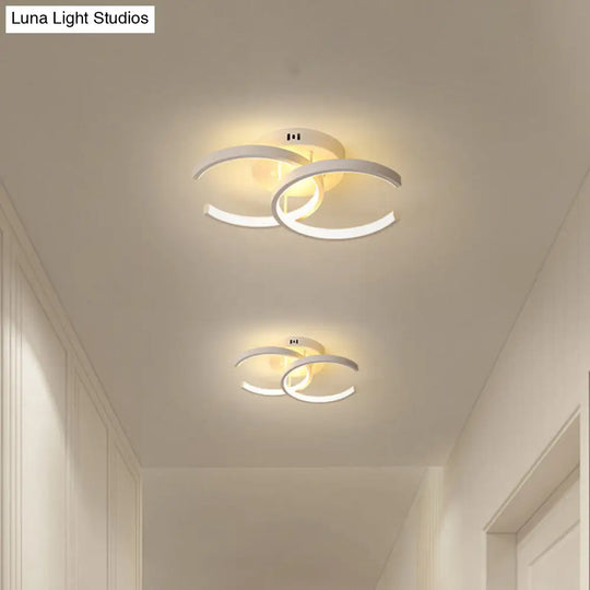 Modern Led Corridor Ceiling Light With Dual Metal Shades - Warm/White White / Warm