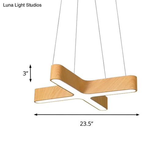 Modern Led Wood Hanging Lamp - 23.5/35.5 Wide Beige Ceiling Pendant Light Fixture With Opaline