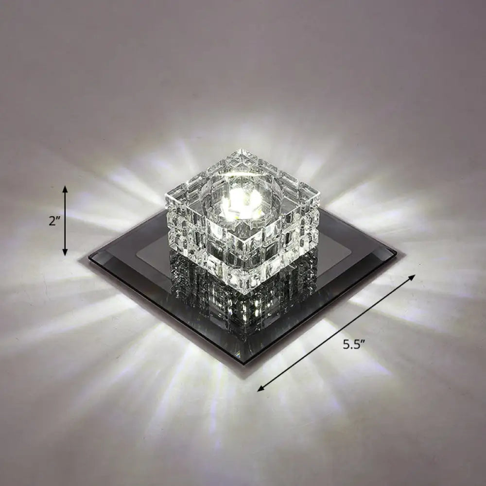 Modern Led Crystal Block Flush Ceiling Light Fixture - Small Corridor Black / White