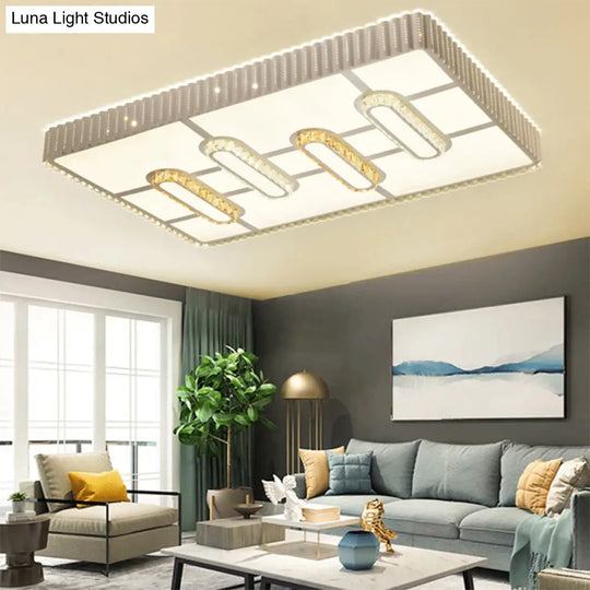 Modern Led Crystal Ceiling Flush Mount Lamp With Multi-Pattern Design White / Cylinder