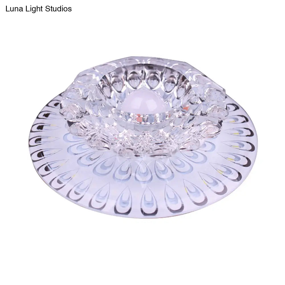 Modern Led Crystal Ceiling Lamp - White Flush - Mount Entryway Light Fixture