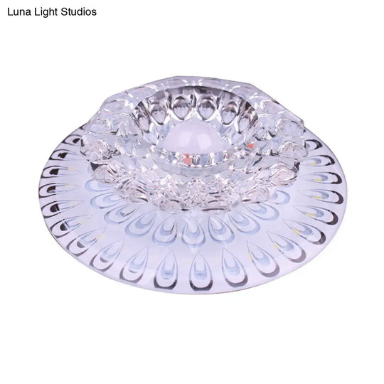 Modern Led Crystal Ceiling Lamp - White Flush-Mount Entryway Light Fixture