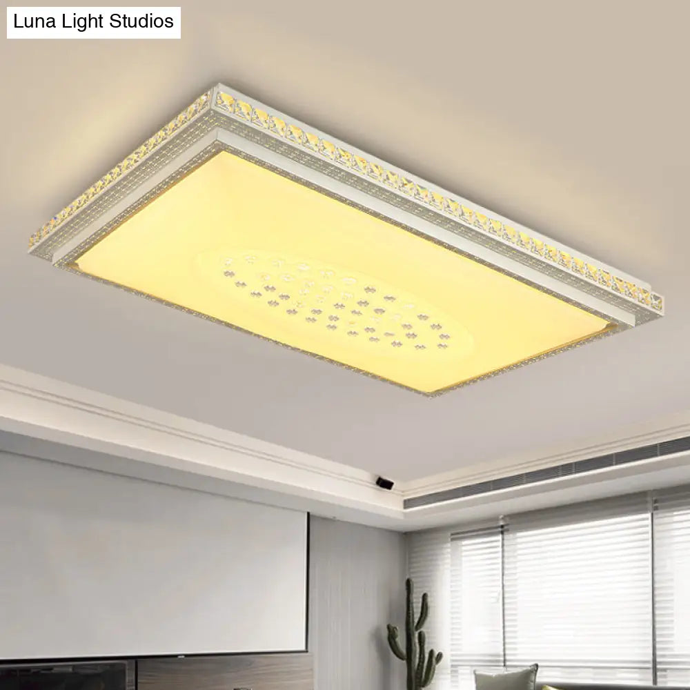 Modern Led Crystal Ceiling Light For Living Room - Tetragon Flush Mount