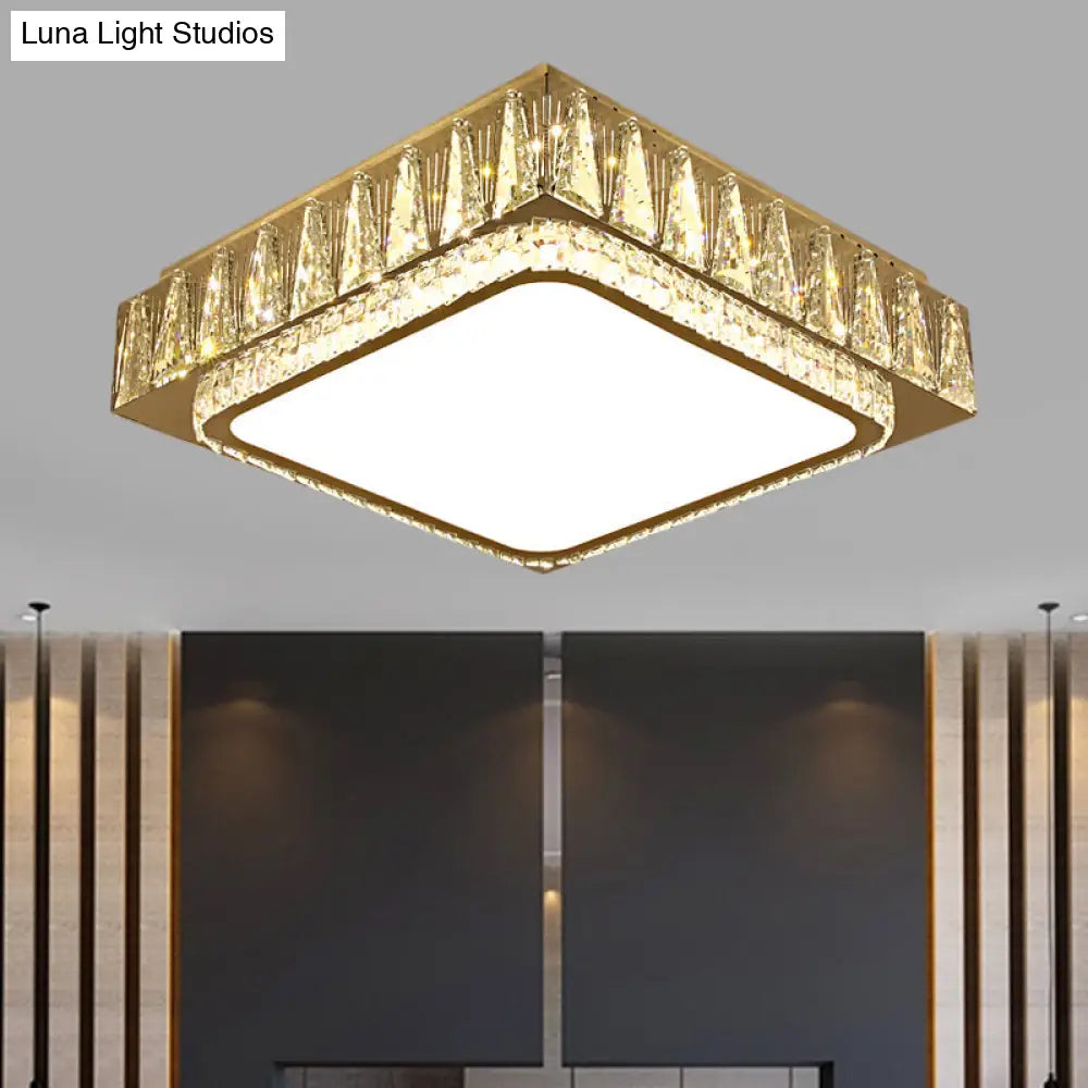 Modern Led Crystal Ceiling Light With Stainless Steel Finish