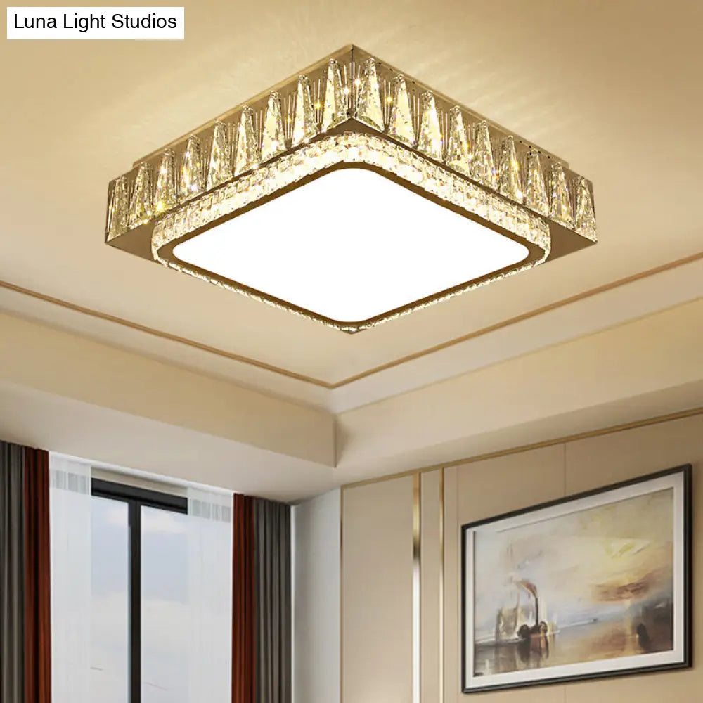 Modern Led Crystal Ceiling Light With Stainless Steel Finish Stainless-Steel