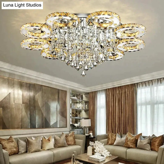 Modern Led Crystal Ceiling Lights For Living Room Luxury Lamp Bedroom Fixture Dining Silver Lighting