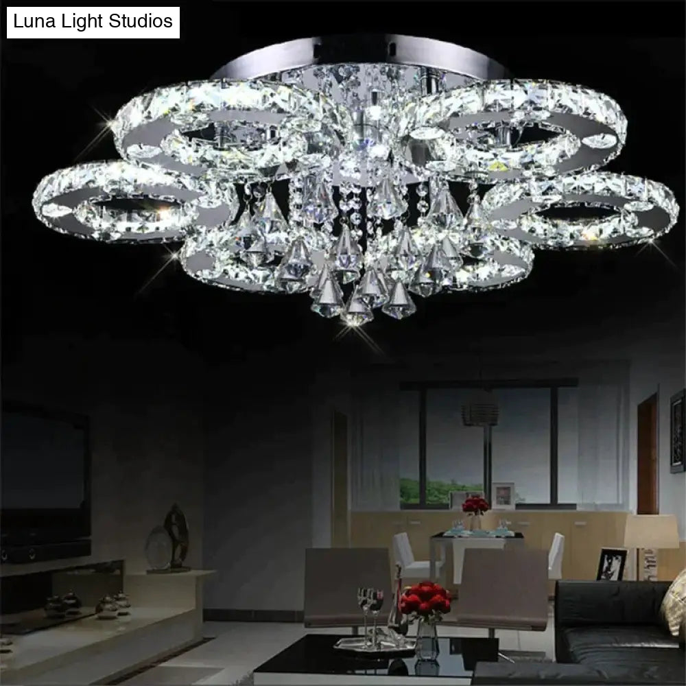 Modern Led Crystal Ceiling Lights For Living Room Luxury Lamp Bedroom Fixture Dining Silver Lighting