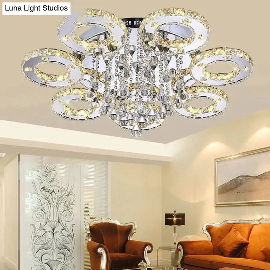 Modern Led Crystal Ceiling Lights For Living Room Luxury Lamp Bedroom Fixture Dining Silver Lighting