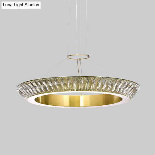 Modern Led Crystal Chandelier Ceiling Pendant Light - Gold Ring Dining Room Fixture