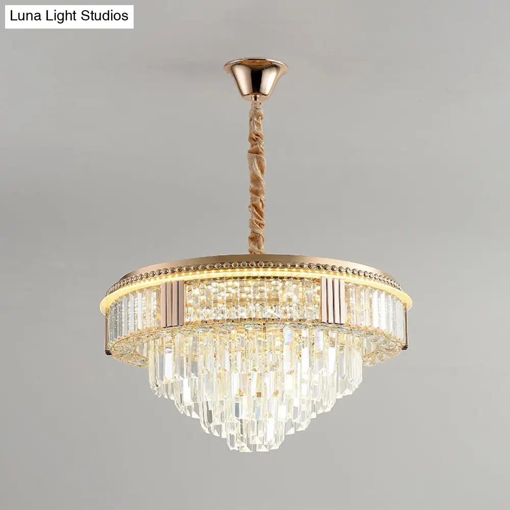 Modern Led Crystal Chandelier For Dining Room - Suspended Clear Rectangle Crystals