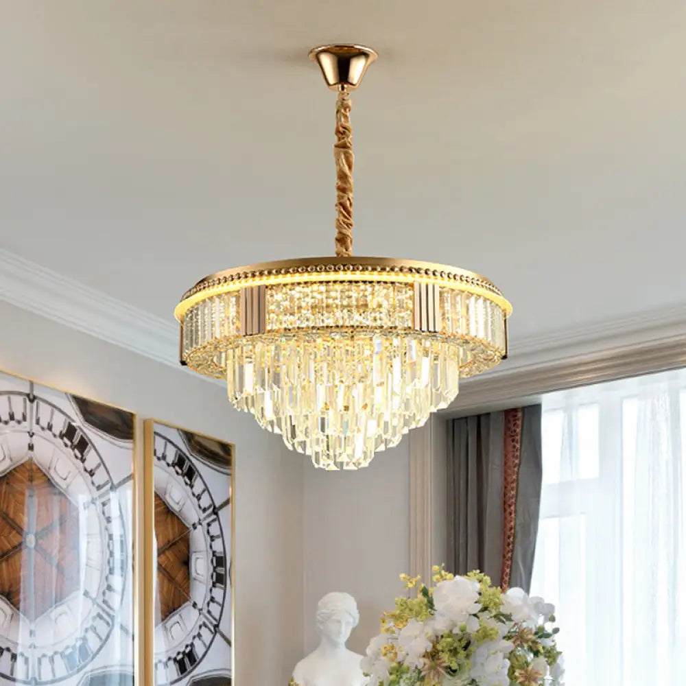 Modern Led Crystal Chandelier For Dining Room - Suspended Clear Rectangle Crystals