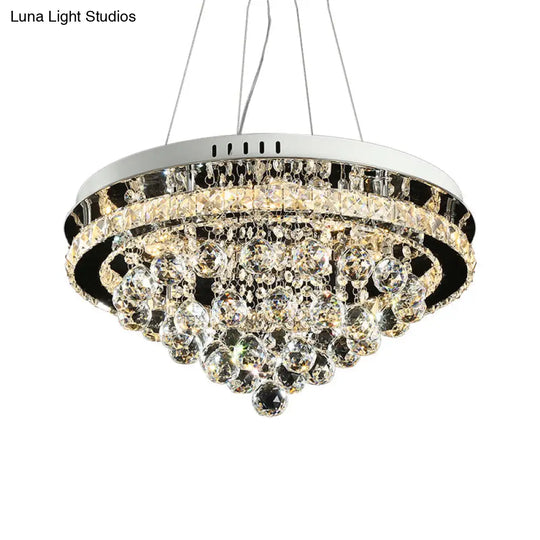 Modern Led Crystal Cone Chandelier – Chrome Downlight Pendant For Sitting Room