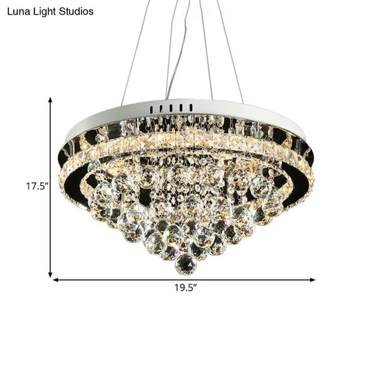 Modern Led Chrome Crystal Cone Chandelier For Sitting Room Down Lighting Pendant