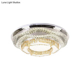 Modern Led Crystal Dome Flush Mount Ceiling Light In Chrome With Star/Gyro Pattern For Living Room