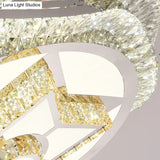 Modern Led Crystal Dome Flush Mount Ceiling Light In Chrome With Star/Gyro Pattern For Living Room