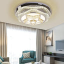 Modern Led Crystal Dome Flush Mount Ceiling Light In Chrome With Star/Gyro Pattern For Living Room