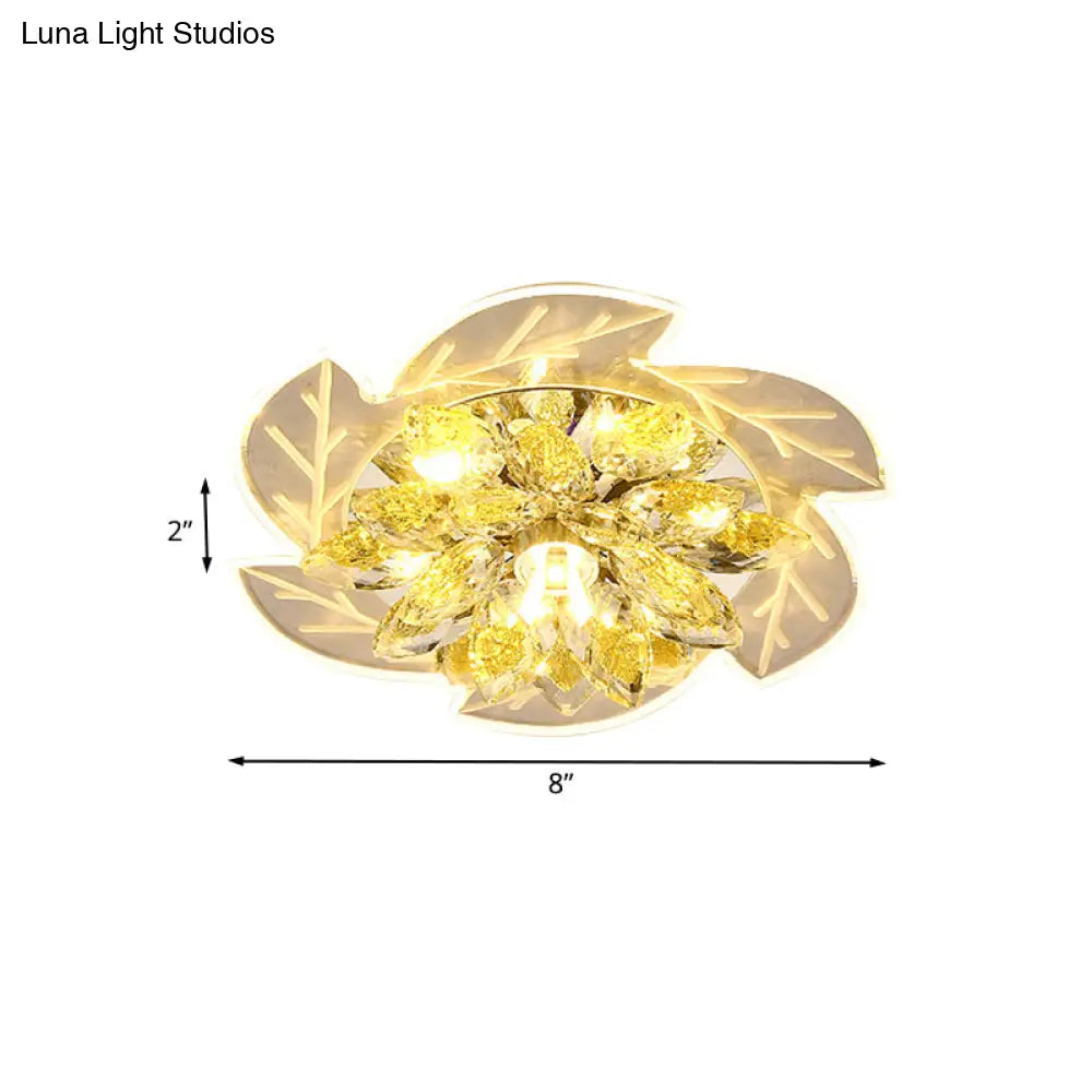 Modern Led Crystal Flower Ceiling Light Flush Mount