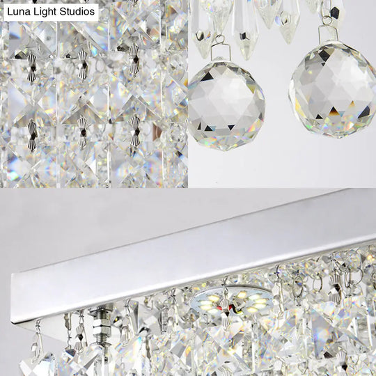 Modern Led Crystal Flush Ceiling Light - Clear Rectangle 19.5/23.5 Dia Lamp For Kitchen