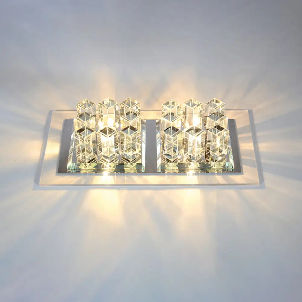 Modern Led Crystal Flush Ceiling Light Fixture - Rectangular Corridor Clear