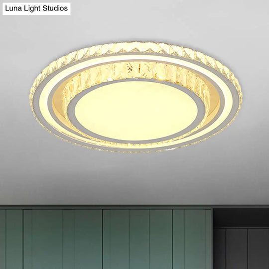 Modern Led Crystal Flush Mount Ceiling Lamp In White