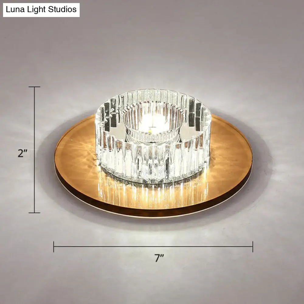 Modern Led Crystal Flush Mount Ceiling Light For Corridors Gold / White