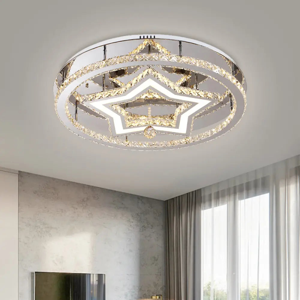 Modern Led Crystal Flush Mount Ceiling Light For Dining Room Stainless - Steel