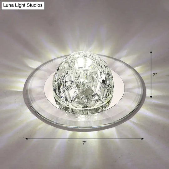 Modern Led Crystal Flush Mount Ceiling Light For Entryways Clear / White