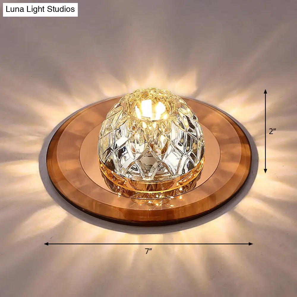 Modern Led Crystal Flush Mount Ceiling Light For Entryways Tan / Warm