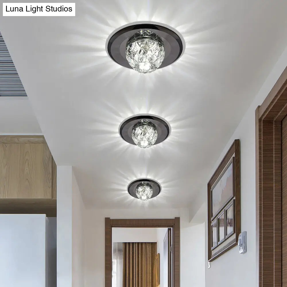 Modern Led Crystal Flush Mount Ceiling Light For Entryways