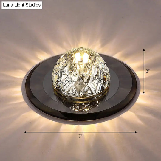 Modern Led Crystal Flush Mount Ceiling Light For Entryways Black / Warm