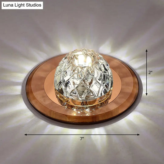 Modern Led Crystal Flush Mount Ceiling Light For Entryways Tan / White