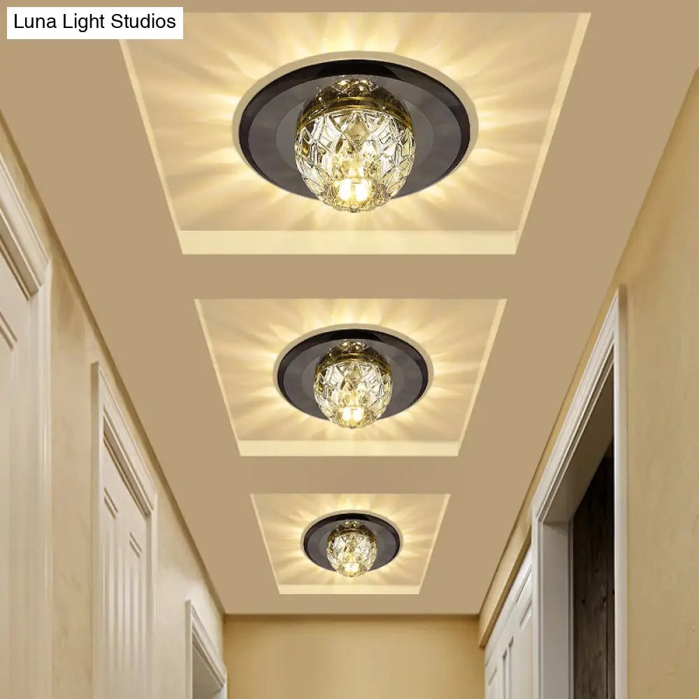 Modern Led Crystal Flush Mount Ceiling Light For Entryways