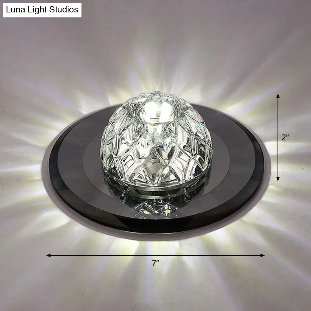 Modern Led Crystal Flush Mount Ceiling Light For Entryways Black / White