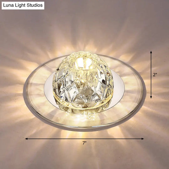 Modern Led Crystal Flush Mount Ceiling Light For Entryways Clear / Warm