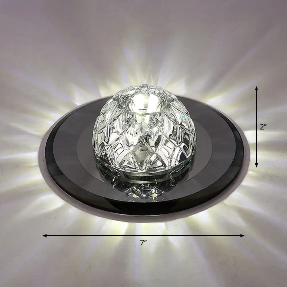 Modern Led Crystal Flush Mount Ceiling Light For Entryways Black / White