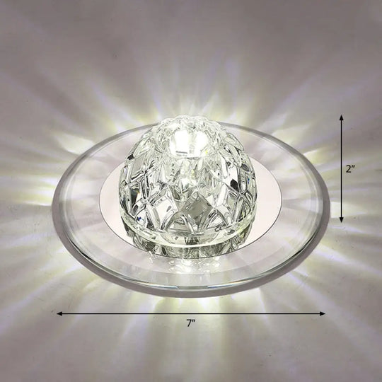 Modern Led Crystal Flush Mount Ceiling Light For Entryways Clear / White