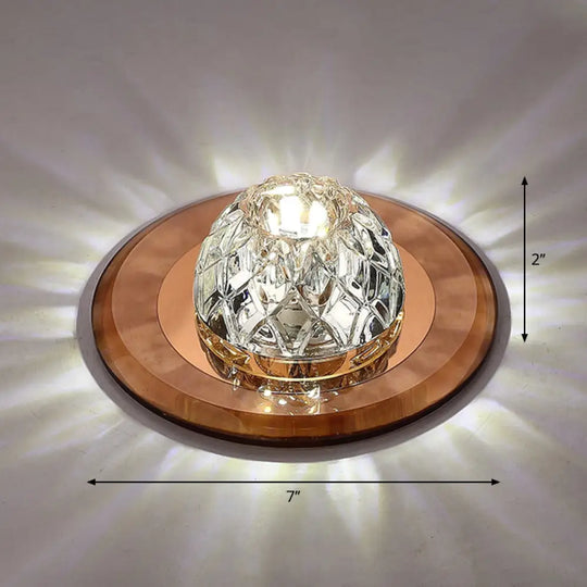 Modern Led Crystal Flush Mount Ceiling Light For Entryways Tan / White