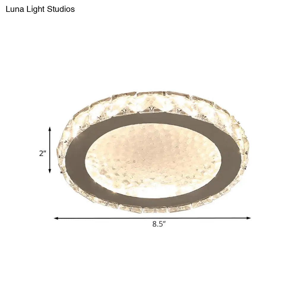 Modern Led Crystal Flushmount Ceiling Lamp With Minimalist Nickel Finish